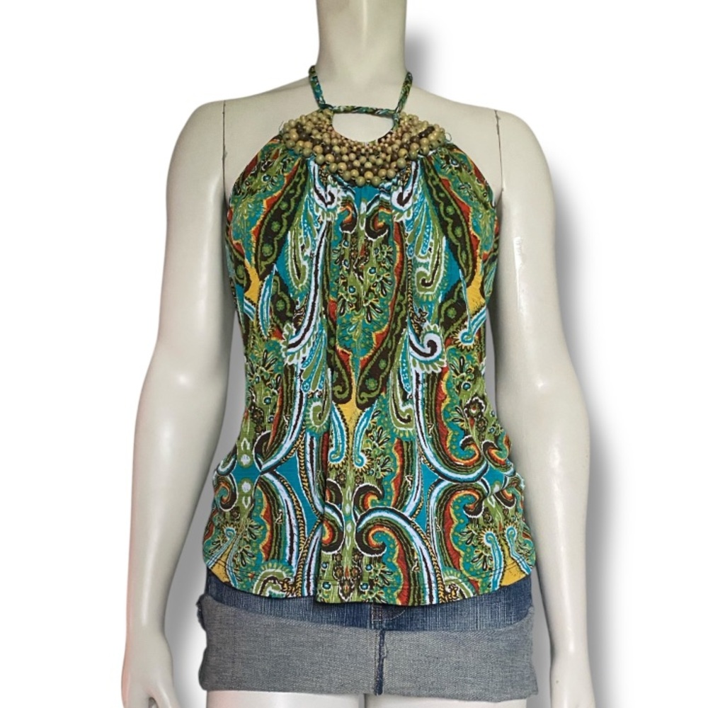 Heart Soul | Y2K Summer Beach Bohemian Beaded Vintage Halter Top